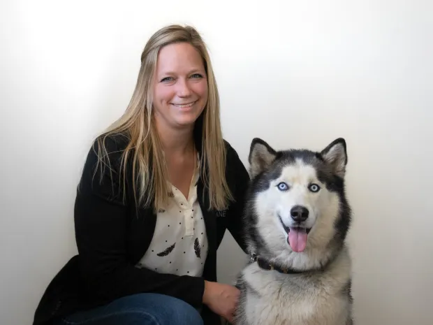 Woman with Husky